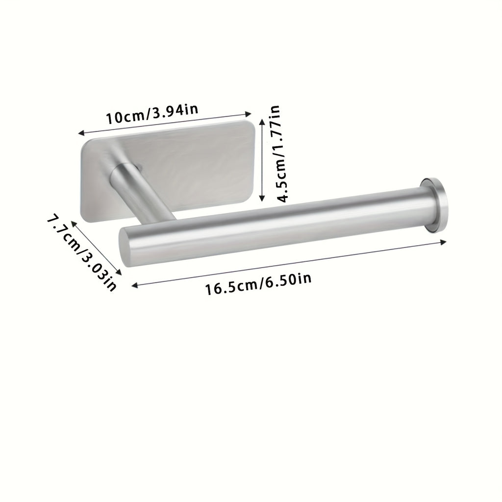 1-Piece Stylish Black Self-Adhesive Toilet Paper Holder - Modern Wall Mount Bathroom Tissue Dispenser, Durable Plastic Shower Towel Rail Accessory, for Home & RV Bathroom | Bathroom Accessories