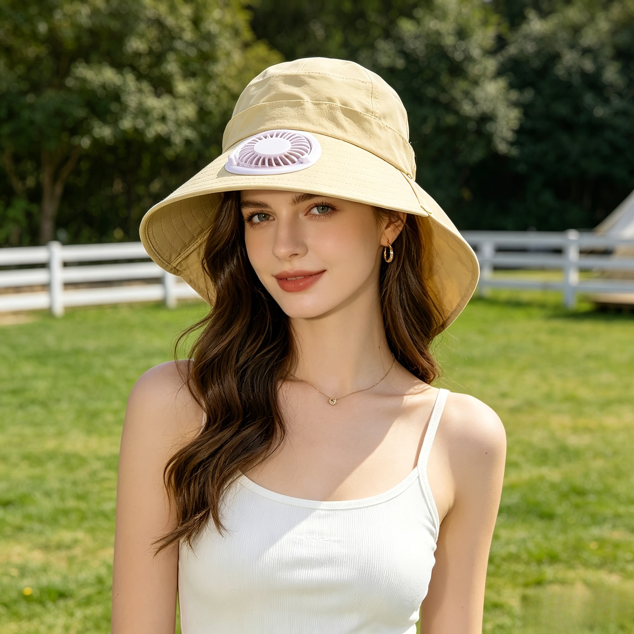 Women's Exclusive Solar + USB Dual Charging Wind Sun Hat | Built-in Battery, Ultra Long Battery Life, Stylish Design, Must-Have for Outdoor Travel, Tennis and Hiking