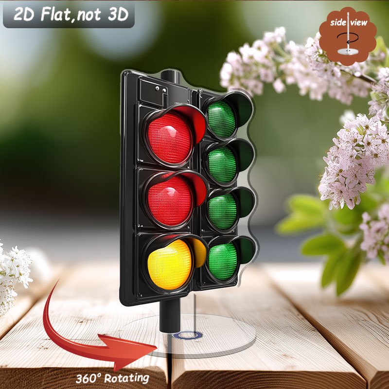 2D Rotating Traffic Light Desktop Ornament, Rotatable Acrylic City Model for Office & Festival Decoration, 2D Flat Design