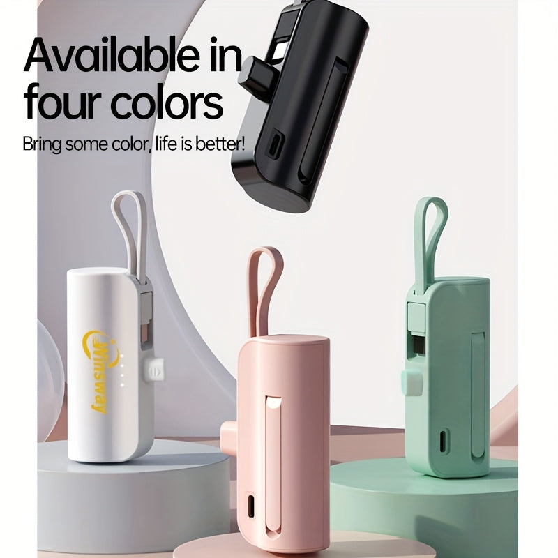 Winsway Mini 蓮蓬頭行動電源 5000mAh，快速充電手機支架充電器，含 Type-C 資料線雙接口，適合飛行，精巧可愛，可同時充電兩個裝置