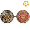 10.5-Inch Ceramic Plates, Home & Restaurant Ceramic Dinnerware – Perfect for Steak, Pasta, Fruit, Bread – Bohemian Style Ceramic Dinnerware Set – Microwave & Oven Safe
