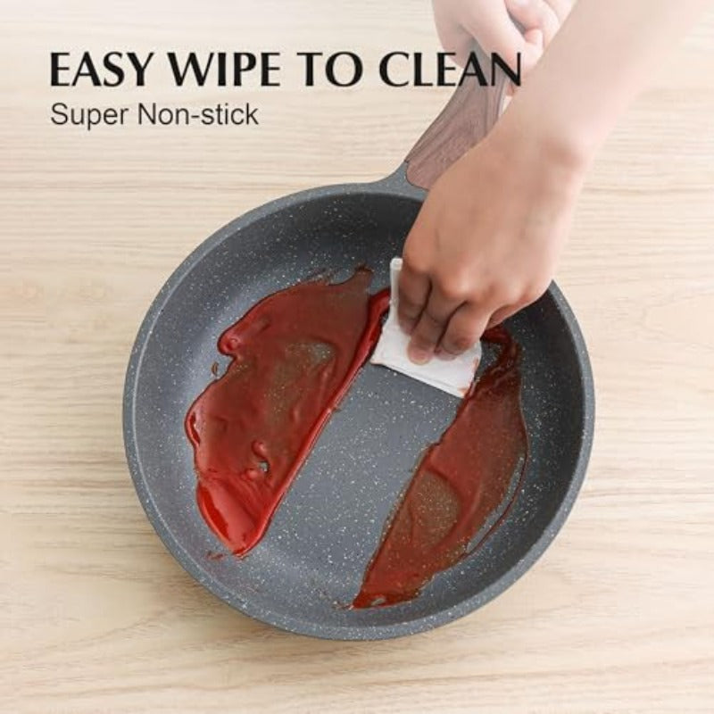 13-Piece Non-Stick Cookware Set with Swiss Granite Coating, Healthy Cooking Set, Heat-Resistant Anti-Scald Handle, PFOA-Free