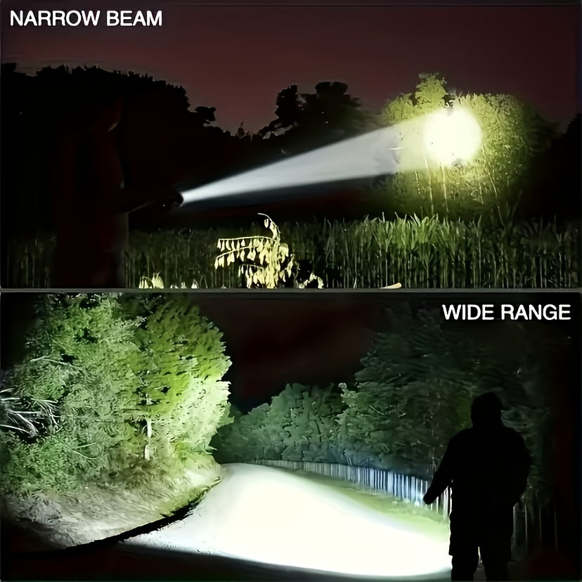 1-Pack Black High Lumen Tactical Flashlight, 11 Lighting Modes, 3000 Lumens, Red & Blue Lights, Includes Shoulder Strap, Digital Display Screen, Adjustable Zoom Beam, Ideal for Exploration