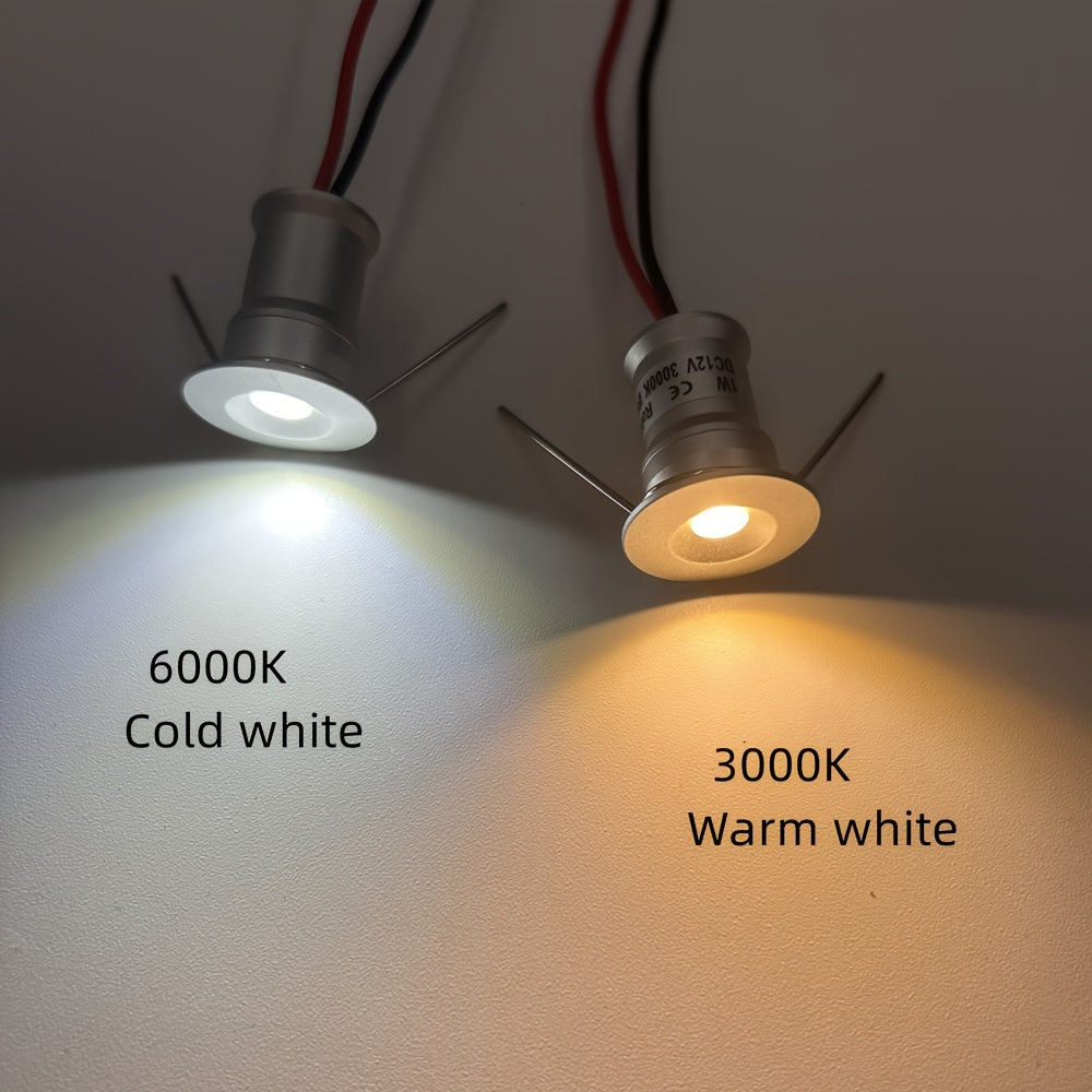 9-pack 1W mini cabinet spotlight, 15mm recessed LED downlight, DC12V ceiling downlight, indoor stair spotlight, dimmable ambiance spotlight, KTV party hallway lighting