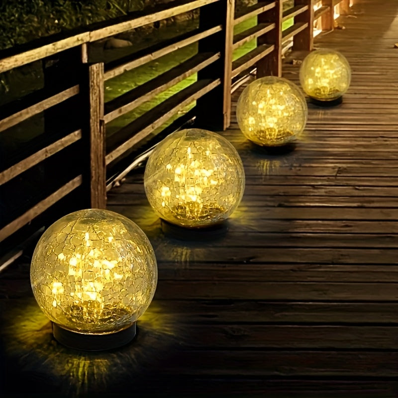 Halloween Solar LED Garden Globe Light, Cracked Glass Sphere LED Outdoor Decorative Light, Perfect for Halloween, Christmas, Easter, Patio, Lawn, Garden Lighting | Elegant Globe Light