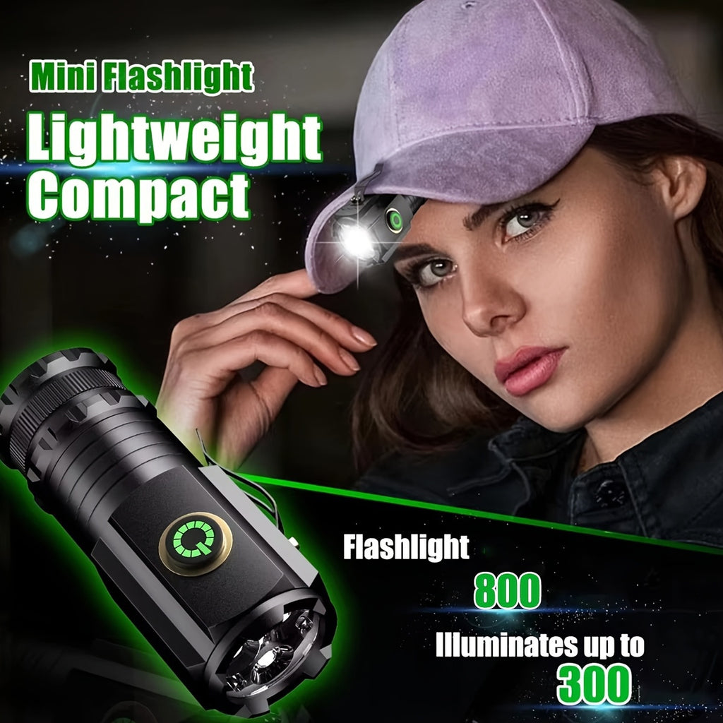 P35 Single High Brightness Flashlight, 18350 Lithium Battery Powered, Strobe Light Mode, Pen Clip Design & Bottom Magnet, Perfect for Home Use Walking Working and Ideal Gift