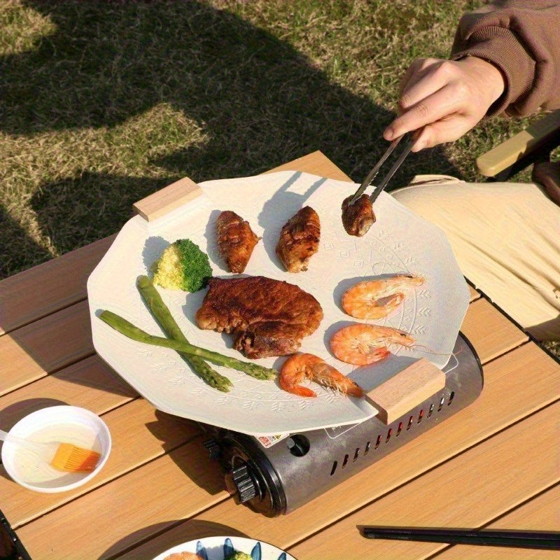 Garden BBQ Grill, Outdoor Camping Pot, Hexagonal Diamond-Shaped Cassette Grill, Medical Stone Non-Stick BBQ Grate, Grill, Frying Pan, Open Flame Stove Compatible with Induction Cooktop