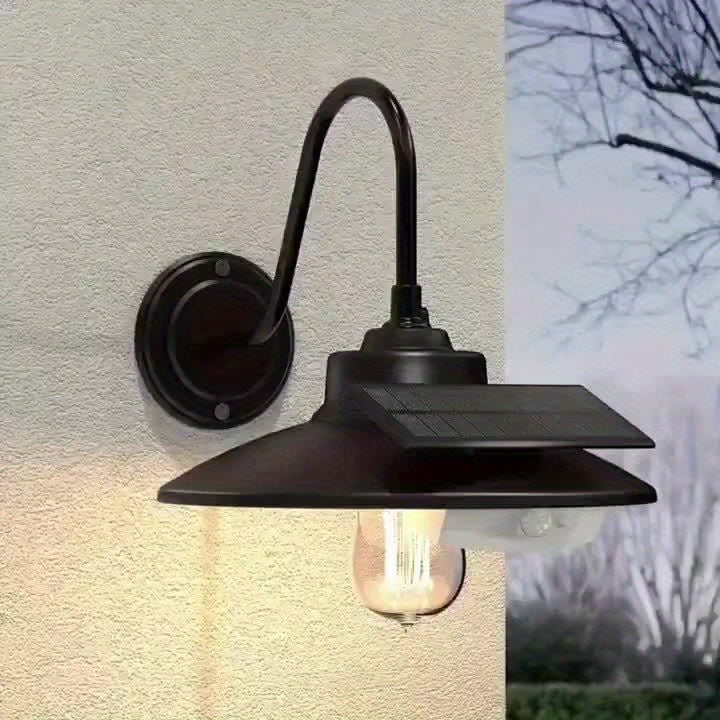 1 Pack/2 Packs Outdoor Wall Light, Outdoor Solar Light, Solar Barn Light, with 3 Lighting Modes and Motion Sensor, Outdoor Farmhouse Gooseneck Light, Wall Mount, Suitable for Outdoor Courtyard, Street, Garage, Shed, Patio