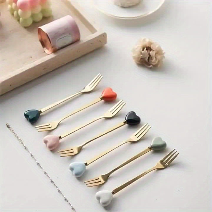 Luxury Stainless Steel Fork Spoon Set (2/4 Pieces), Fashion Tableware, Perfect for Afternoon Tea, Wedding, Cafe, Ideal Gift for Women, Travel Essential, Colorful Ice Cream Dessert Spoon for Summer Cake Yogurt