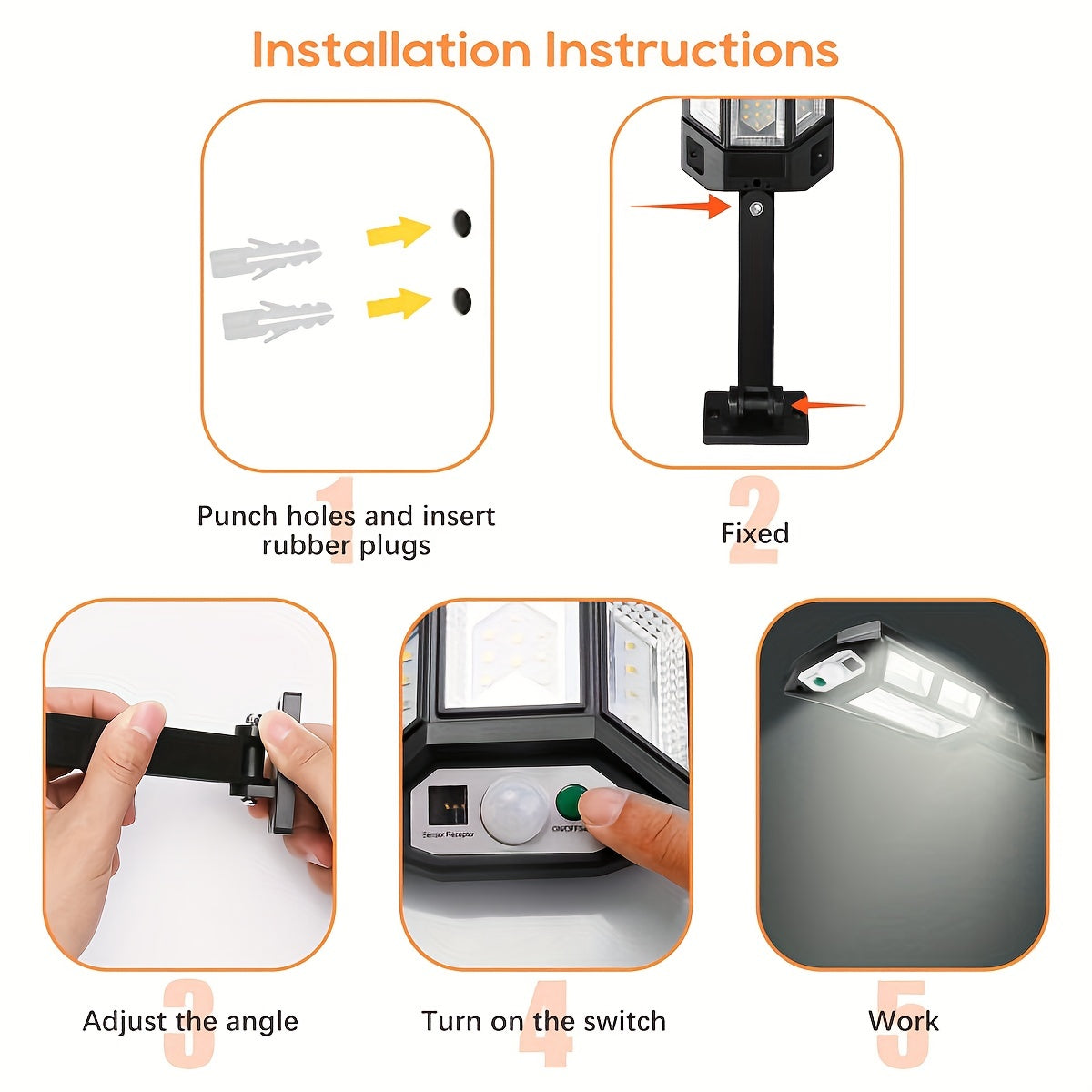 Staaricc 1/2/4/6/8 Pack Solar Light Super Bright 43 LED Solar Fence Light Wall Light with 3 Lighting Modes Remote Control, with Motion Sensor Outdoor Road Street Light, Outdoor Garden Security Street Courtyard Light Solar Courtyard Light