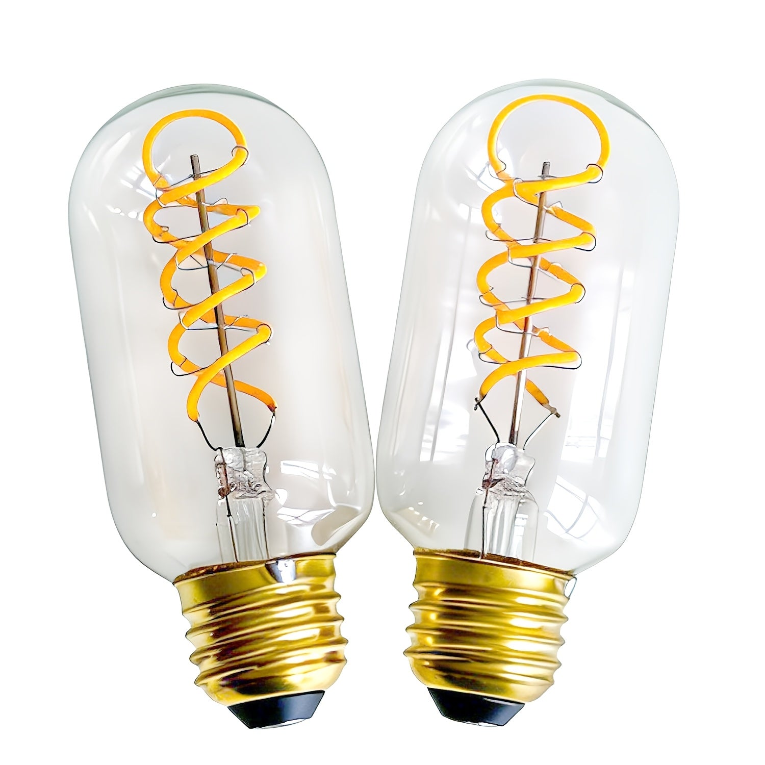 2-pack vintage Edison bulb, warm yellow light 2300K E26 screw base dimmable bulb, T14 T45 tubular LED tube, AC 120V, clear glass cover