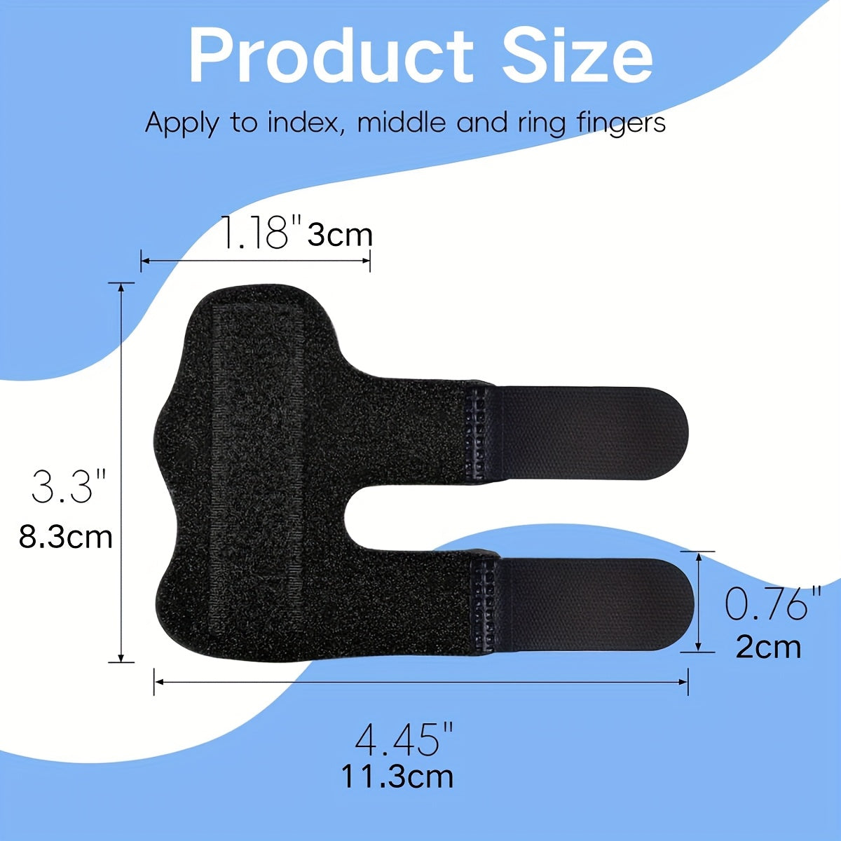 4个装黑色手指护具 | 可重复使用的手指直线器，通用扳机手指支具，带钩环闭合的通用手指夹板，涤纶纤维材料