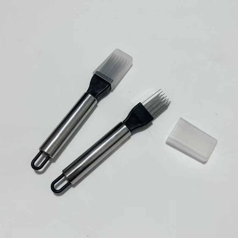 Multifunctional Stainless Steel Vegetable Slicer – For Onion, Garlic, Tomato – Handheld Onion Cutter with Multiple Blades for Efficient Slicing – Must-Have Kitchen Gadget, Vegetable Slicer & Chopper