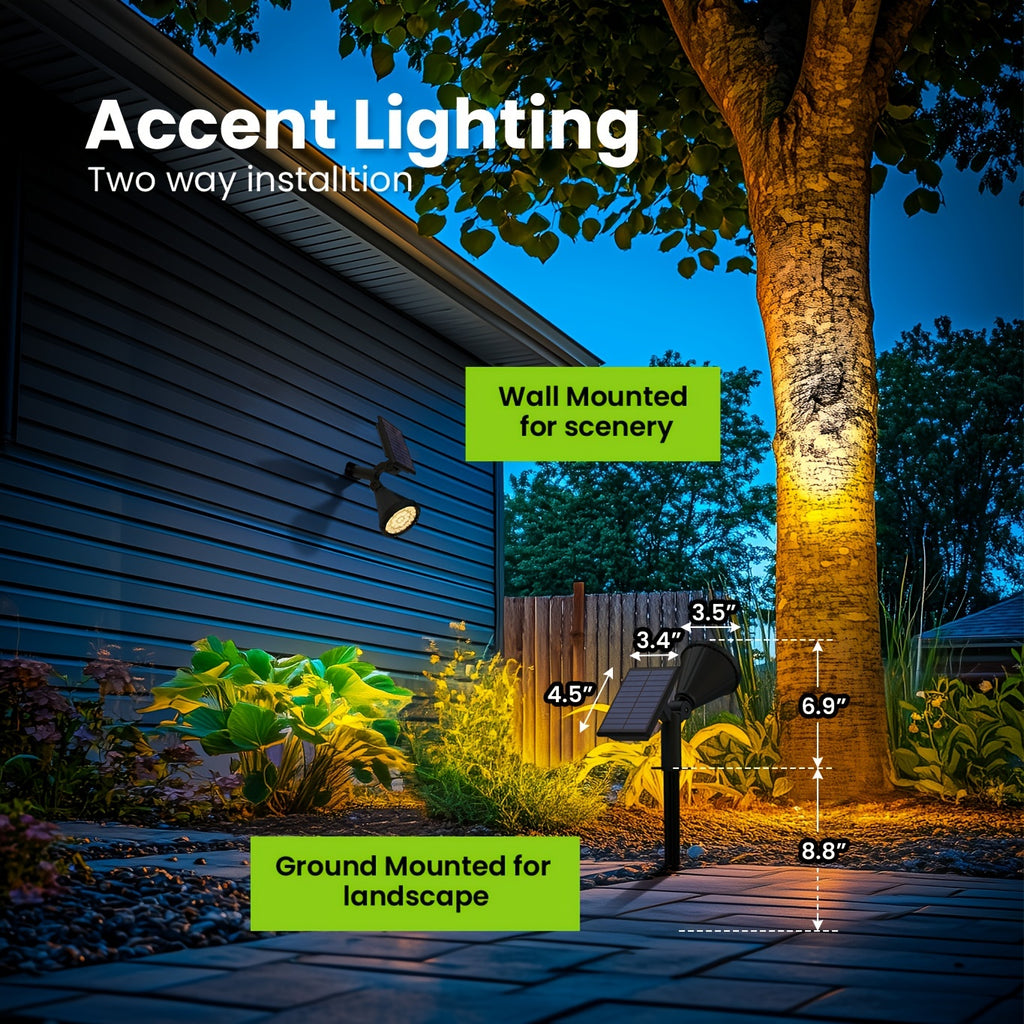 4-pack solar spotlight outdoor IP65 waterproof, flag accent lighting, solar Halloween decorative light, outdoor tree, house, yard, garden, landscape spotlight for Christmas decoration (cool/warm light)