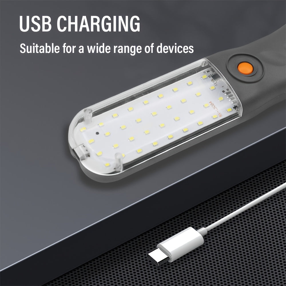 Rechargeable Work Light, Magnetic Flashlight with Hook, 360° Rotating & Folding Design, 5-Mode LED Work Light, Mechanical Lighting Lamp for Car Repair, Garage, Camping & Emergency
