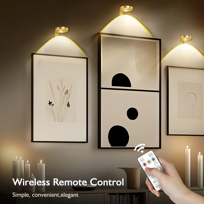 3/6 pack, black and gold cabinet light control set, ultra-thin 1cm (0.7 inch) thickness, rechargeable, magnetic design, display case light, showcase light, ambiance light, spotlight, puck light