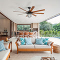 Sofucor 66 Inch Large Ceiling Fan with Light, 8 Blades Ceiling Fan with E26 Bulb & Remote Control, Ideal for Living Room & Dining Room, Ceiling Fan with Light