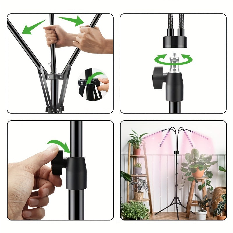 1Pc Indoor Plant Grow Light Full Spectrum Sunlight Lamp Retractable Design 3/9/12H Timer Height & Brightness Adjustable Simulated Sun Grow Light for Succulents Flowers Promote Plant Growth