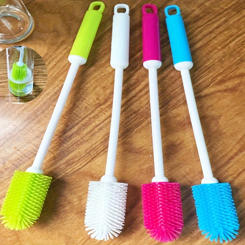 Multifunctional Household Silicone Cup Brush, Long Handle 360° Rotating Cleaning Brush, Ideal for Milk Bottle Coffee Cup Jar Kitchen Cleaning