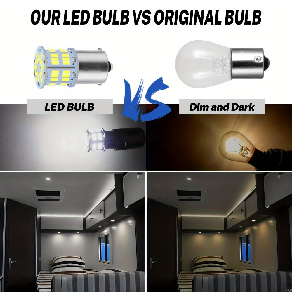 2/4/8-pack RV LED bulb - 3014 54-SMD, DC 12V white/warm white light - suitable for RV, camper van and marine lighting, replaces 1156 1141 1003 BA15S P21W LED interior bulb, battery not included