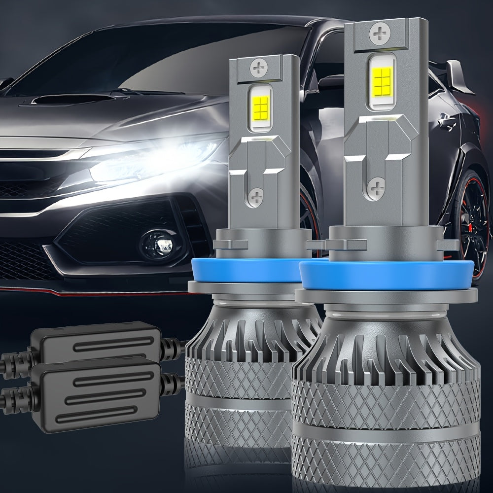 2-Pack Car LED Headlight Bulbs, Providing 29,400 Lumens, 220 Watts, and 6500K Cool White Color Temperature. Compatible with H1, H4, H7, H18, H8, H9, H11, H16, 9005, 9006 and 9012 Sockets, No Battery Included