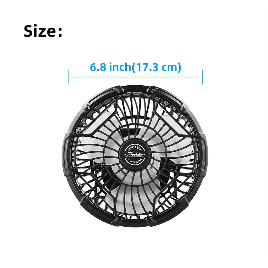 Golf Cart Fan, USB Rechargeable Portable Fan with Clip, 3 Speeds Strong Airflow, 360° Rotatable Silent Cooling Fan for Golf Cart Outdoor Camping Travel
