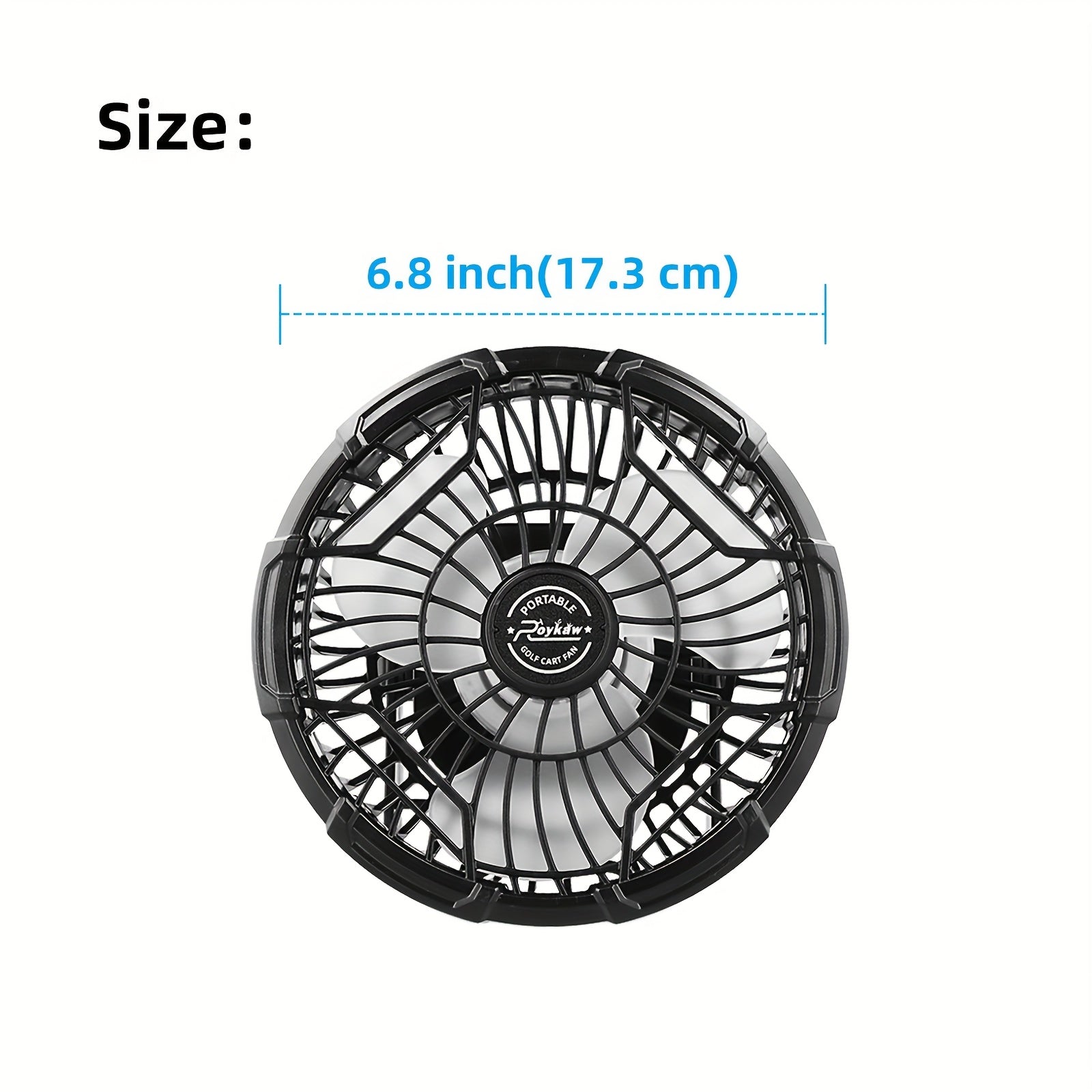 Golf Cart Fan, USB Rechargeable Portable Fan with Clip, 3 Speeds Strong Airflow, 360° Rotatable Silent Cooling Fan for Golf Cart Outdoor Camping Travel