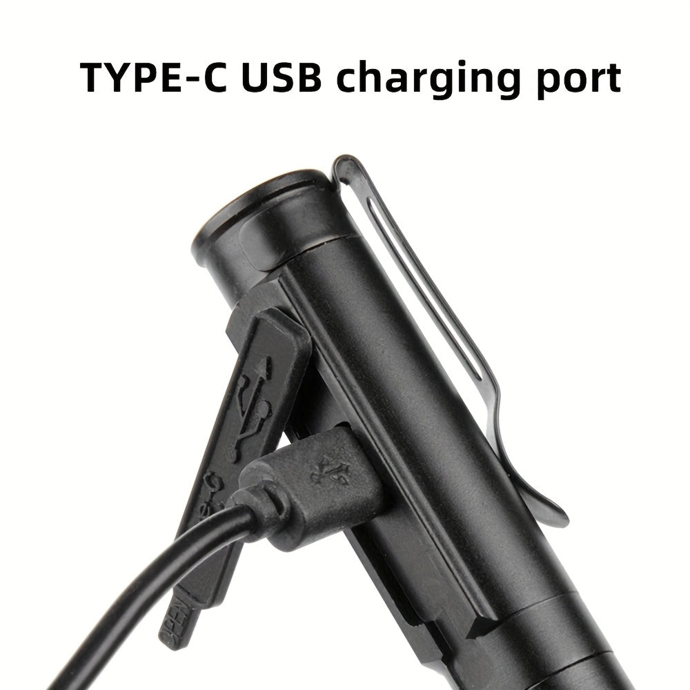 1 Alonefire P29 Mini USB Rechargeable LED Flashlight, Built-in Battery, USB Zoom Light, 3 Modes (High/Low/Strobe), Adjustable Beam & Pupil Detection, Portable Design for Camping, Hiking & Emergency – Pen-Style Flashlight