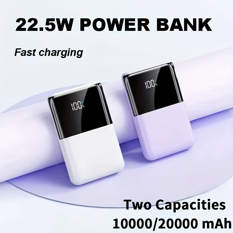 Mini Ultra-Convenient Fast Charging Power Bank, with a Large Capacity of 10000/20000Mah, 22.5W USB Fast Charging Output, 20W Bidirectional Fast Charging, Digital Power Display Screen, Suitable for Iphone/Android System Mobile Devices, Birthday Gift