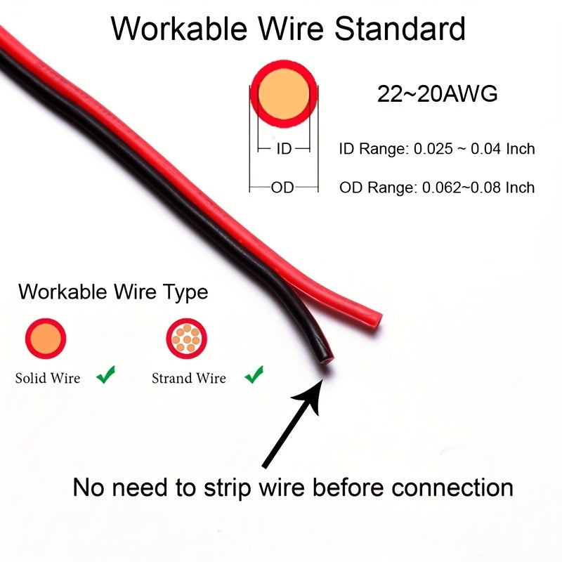 20-Piece H-Type Connector, Solderless Quick Splice Wire Terminals, 2-Wire Butt Connector