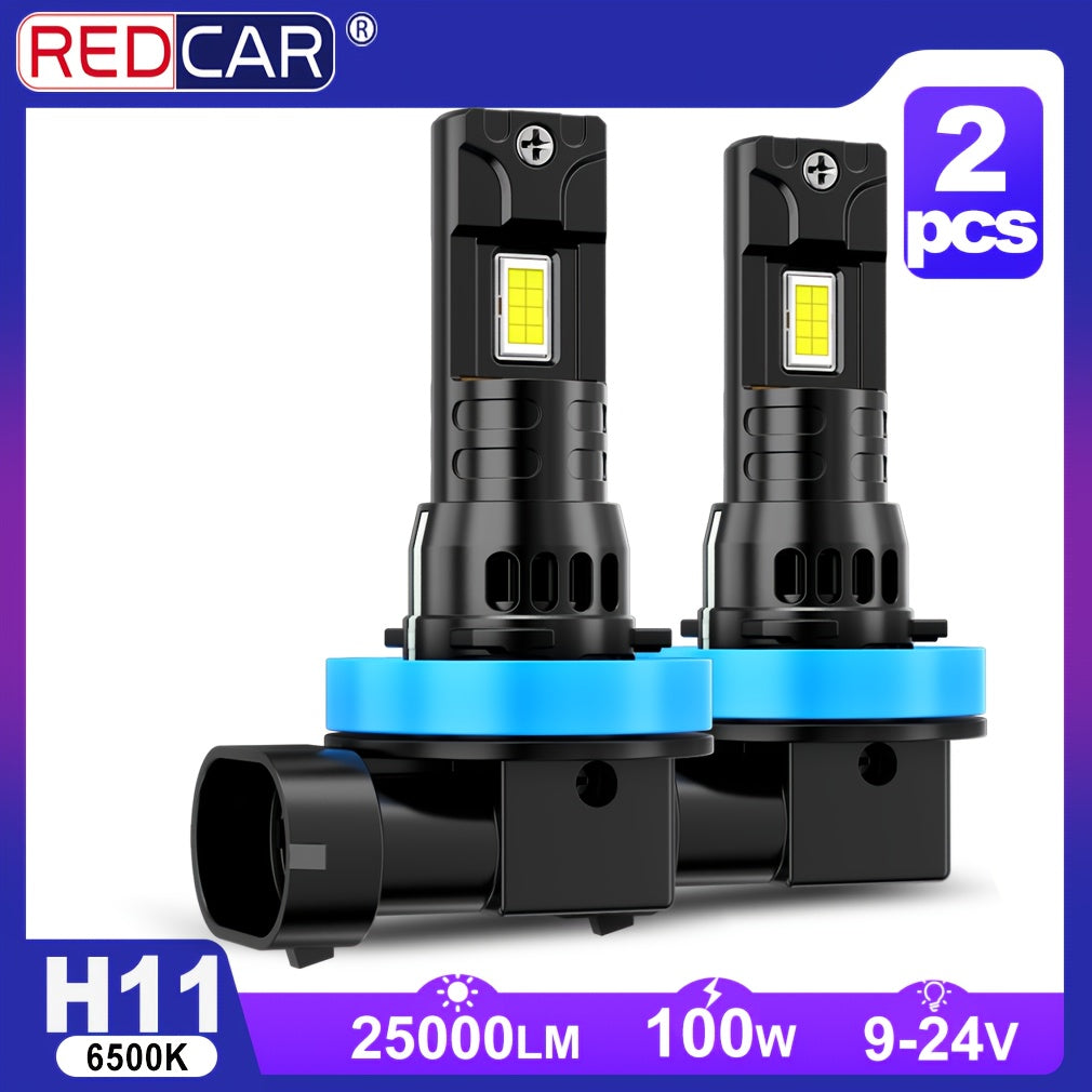 2 Pcs H11 Headlight Bulbs High Brightness 25000 Lumens 100W High Power LED Car Bulbs, Compatible with Car Headlight Bulbs H11 H8 H9 H16 9005/HB3 9006/HB4, Provide 6500K White