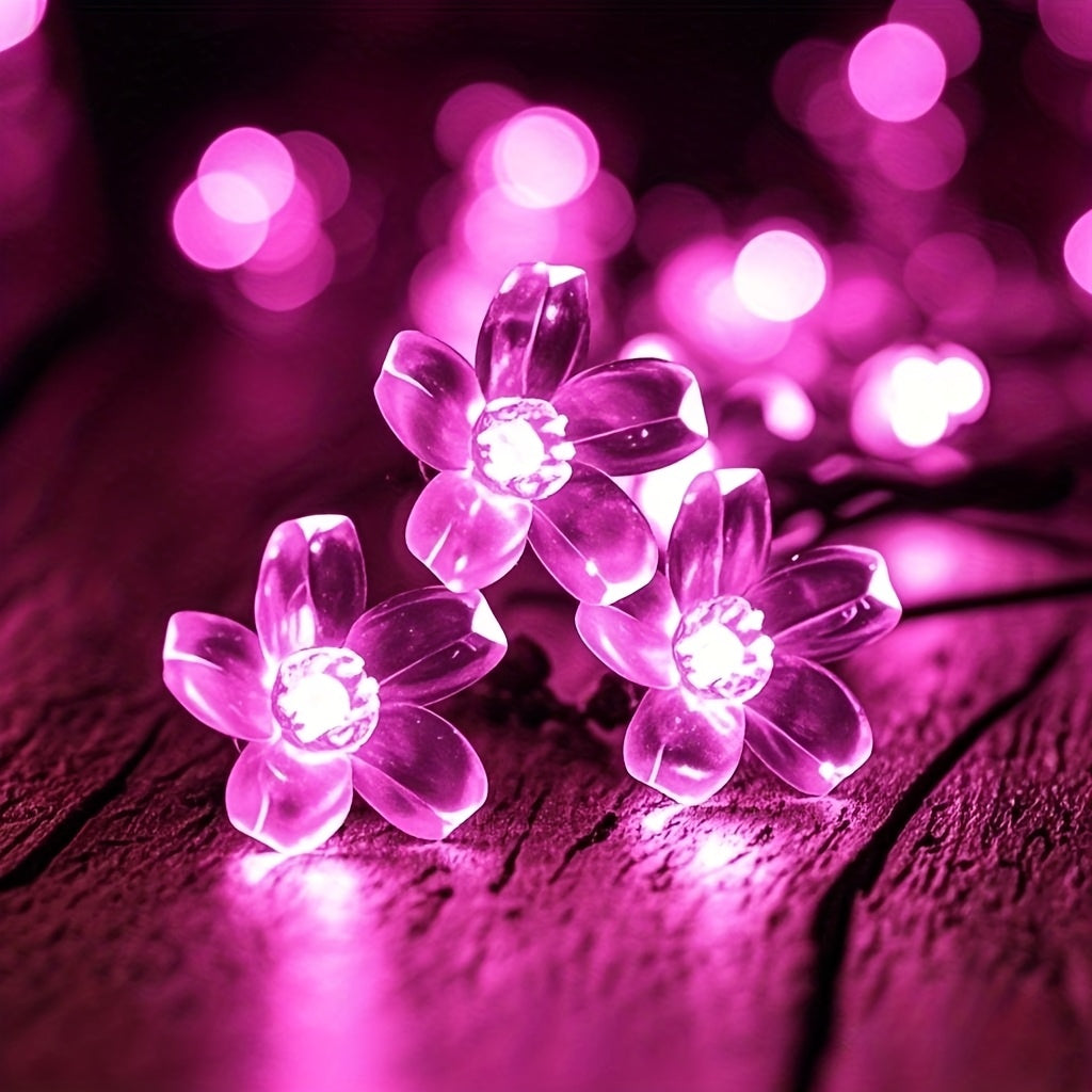 Solar Cherry Blossom String Light 100/50/20 LED Beads Flower Decorative Fairy Light Outdoor 8 Modes IPX4 Waterproof Fence Lawn Garden Trees Wedding Halloween Christmas Decorative Light