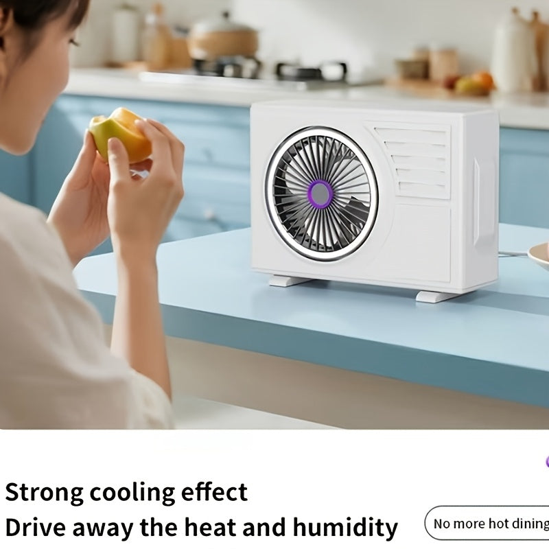 Portable Desktop Cooling Fan, Desktop Air Circulation Fan, 5 Speed Levels, USB Type-C Rechargeable, Quiet Personal Fan for Home, Office, Bedroom and Outdoor Use
