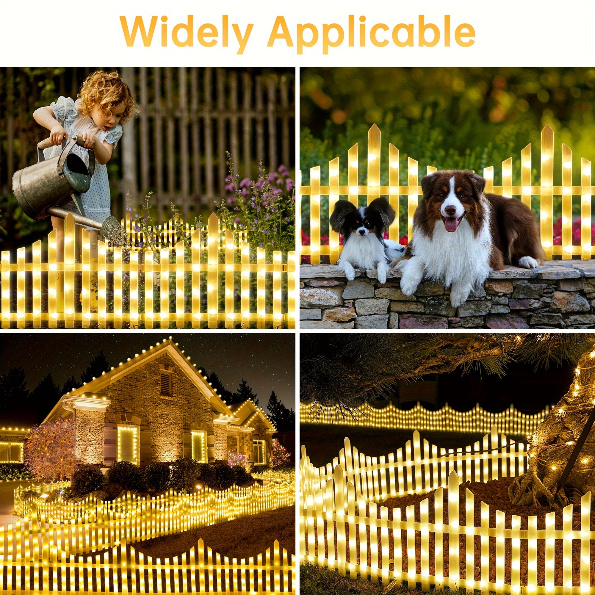 8-Piece Set, Each Size Width 13.78 Inches, Length 11.22 Inches, Solar Fence Light Outdoor Garden Decoration, Christmas Flashing Light Decor, Colorful LED Glowing Lantern, Courtyard Villa Decorative Light, Protection Rating IP44