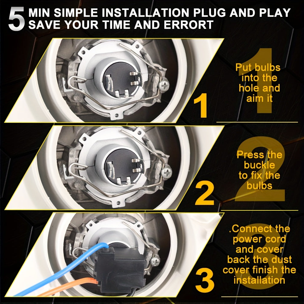 2Pcs H4 LED Car Headlight Bulbs H7 120W 30000 Lumens, Equipped with High/Low Beam, Fan-Cooled Output Super Bright White Light, No Battery Needed