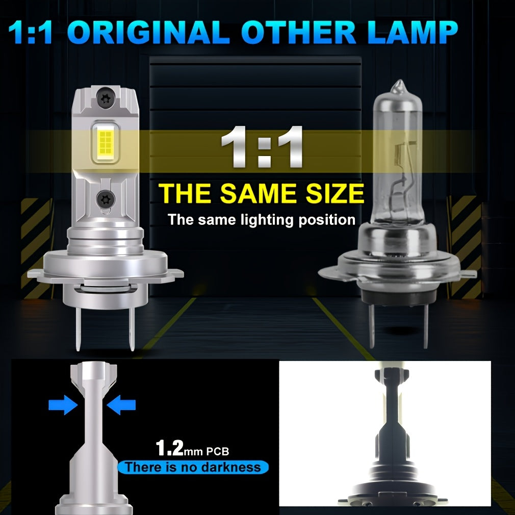 2Pcs H7 LED Car Headlight Bulbs Canbus Bulb LED Car Bulb High/Low Beam Super Bright White 6500K 9V-24V