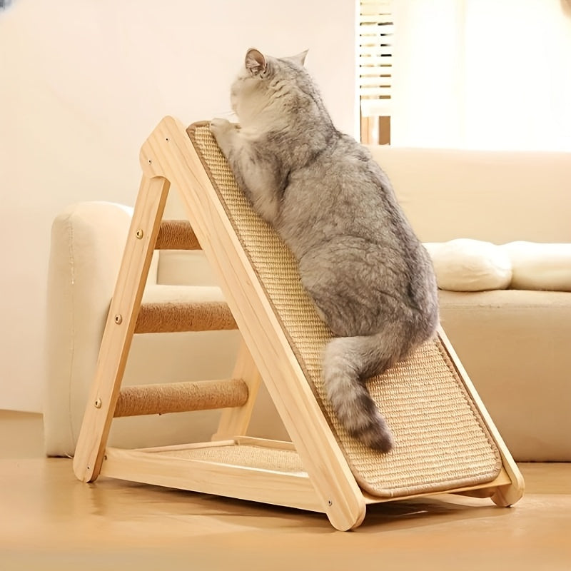 耐用的剑麻猫抓板和攀爬玩具 - 多层木框架，带有整合式抓板，非常适合室内猫，室内猫配件|多层抓板|剑麻抓面