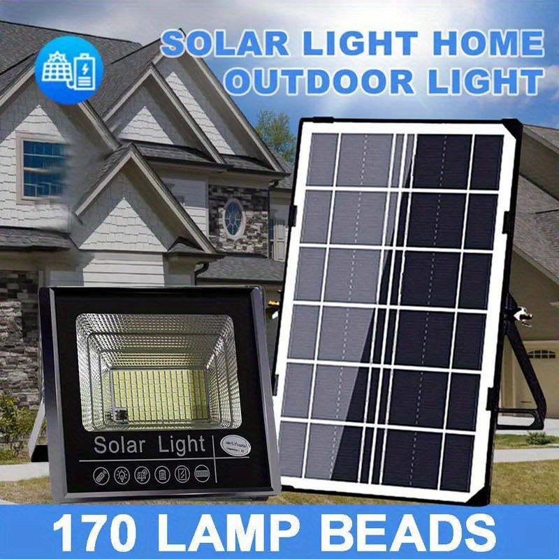 2-Pack Solar Floodlight 170LED Wall-Mounted Security Lighting Dusk to Dawn Automatic On/Off Solar Semi-Flush Mount Light Suitable for Yard, Courtyard, Garden, Cabin, Lodge, Porch