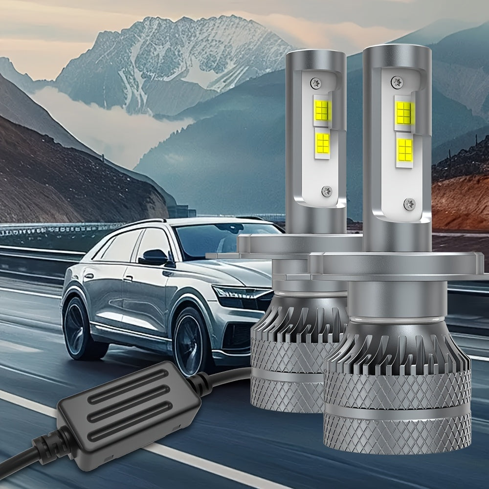 2PCS LED Car Headlights, Compatible with H11/H4/H1/H7, 9005/9006/9012 - 28500LM, Cool White Light, Plug-and-Play System, Built-in & External Driver, No Battery Needed.