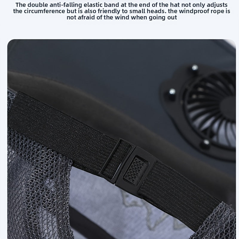 Wide Brim Solar Fan Sun Hat, Outdoor Leisure Hiking Hat, Adjustable Head Circumference Fits All Sizes. Built-in solar panel converts sunlight into electricity to drive the internal fan for continuous airflow