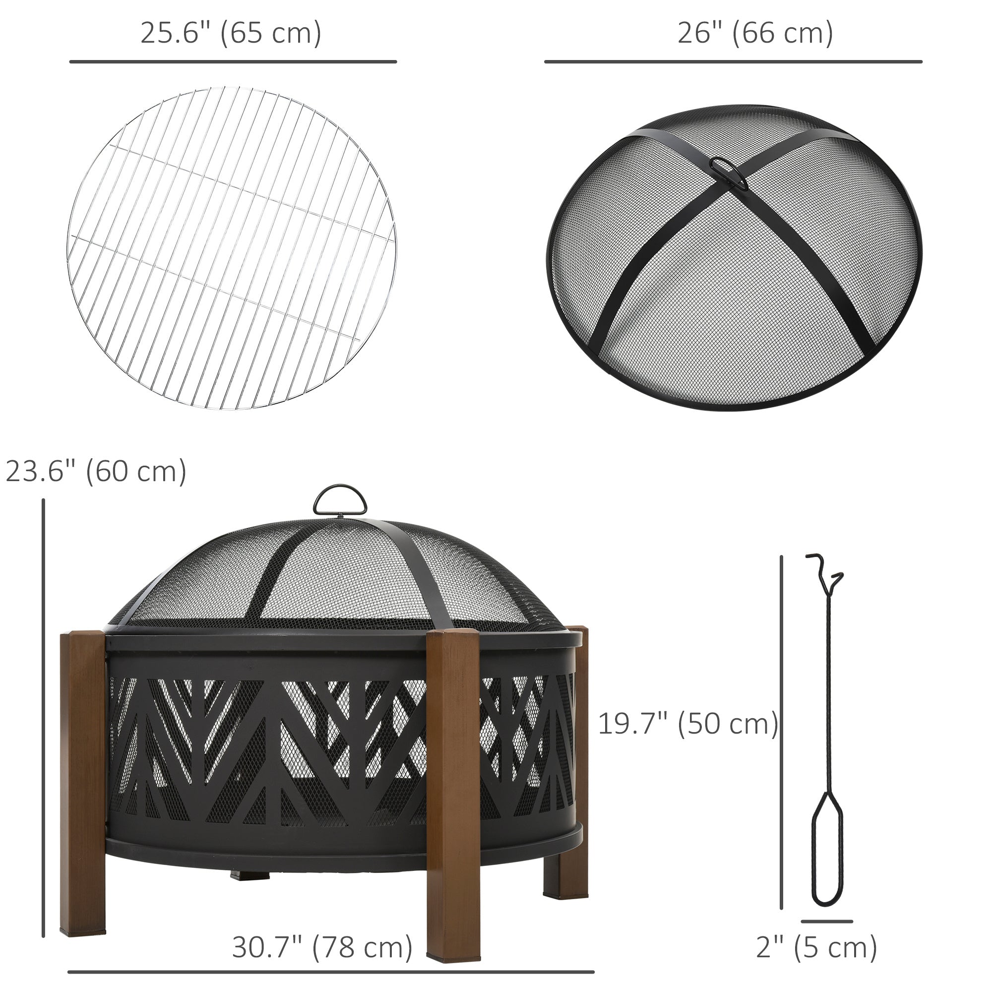 31-Inch Outdoor Stove, 2-in-1 Round Stove Cover with Lid, BBQ Grill, Backyard, Camping, Campfire, Wood Stove, Black