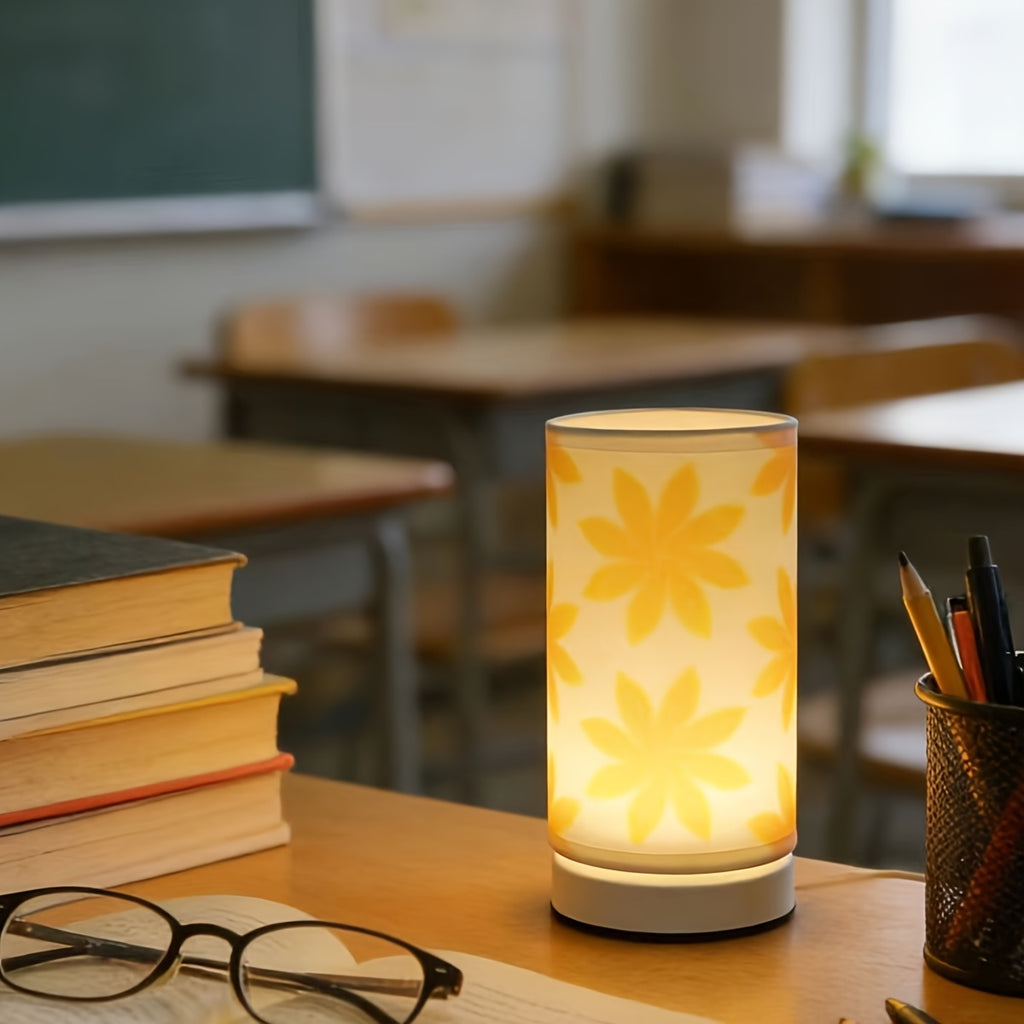1pc modern creative geometric straight tube table lamp, soft lighting non-damaging to eyes, USB powered, white metal base, home decorative lamp, suitable for decorating desks, rooms, bedrooms
