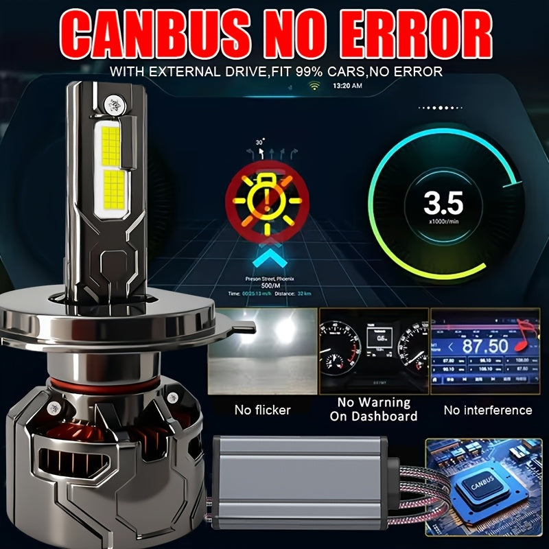 2-Pack Canbus LED Car Bulbs | Compatible with H1 H4 H7 9005/HB3 9006/HB4 H11 Headlights, 55800LM Brightness, High-Intensity 9570 CSP Chips, 300W+ White Light, Suitable for High Beam, Low Beam, Fog Light