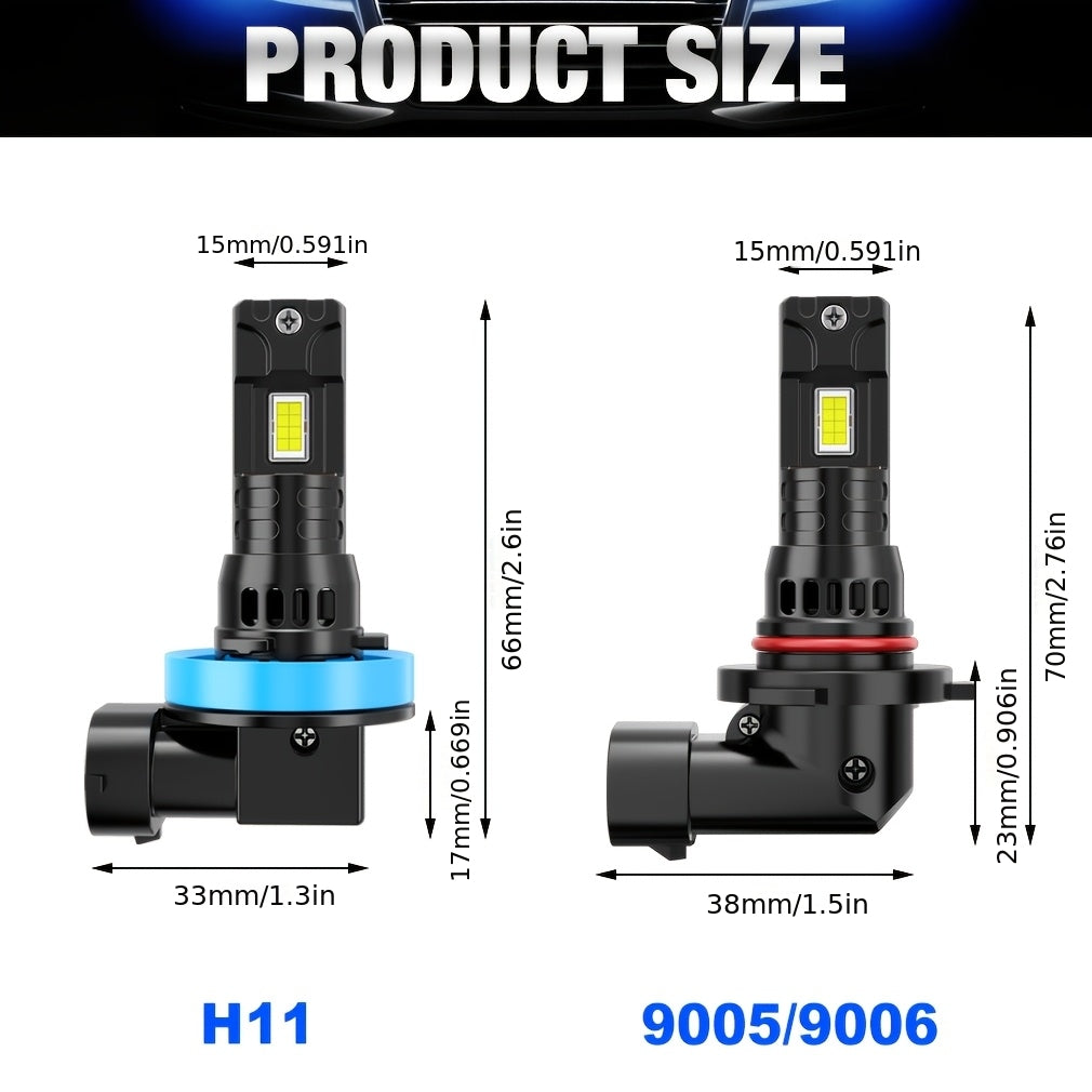 2 Pcs H11 Headlight Bulbs High Brightness 25000 Lumens 100W High Power LED Car Bulbs, Compatible with Car Headlight Bulbs H11 H8 H9 H16 9005/HB3 9006/HB4, Provide 6500K White