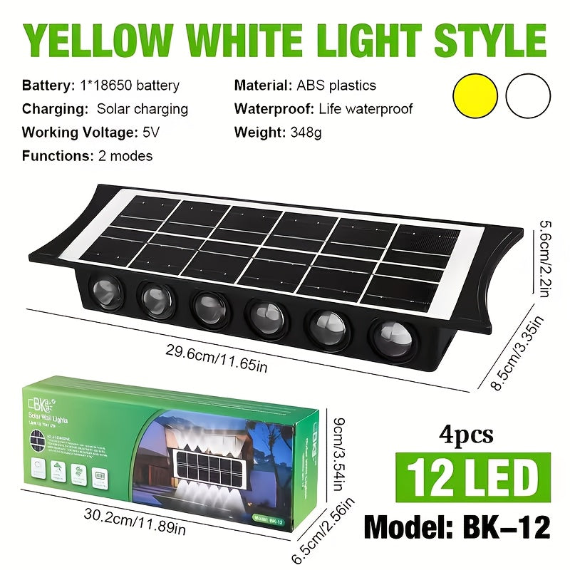 2-Pack Solar Wall Light, Outdoor Wall Washer Light, Courtyard Villa Exterior Wall Decoration. Suitable for Outdoor Patio, Garden, Lawn, Balcony, Christmas, Up and Down Wall Light, Hallway Decoration