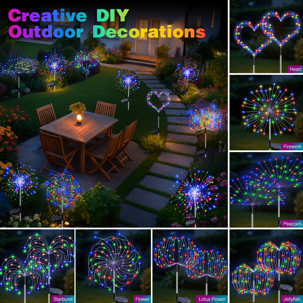 2/4/6 Pack Solar Fireworks Light Outdoor Set, Smart Solar Courtyard Light, 8 Adjustable Flicker Modes, Smart Light Sensor, Perfect for RV Camping, Wedding Christmas, Lawn Backyard Party Patio Decoration, IP44