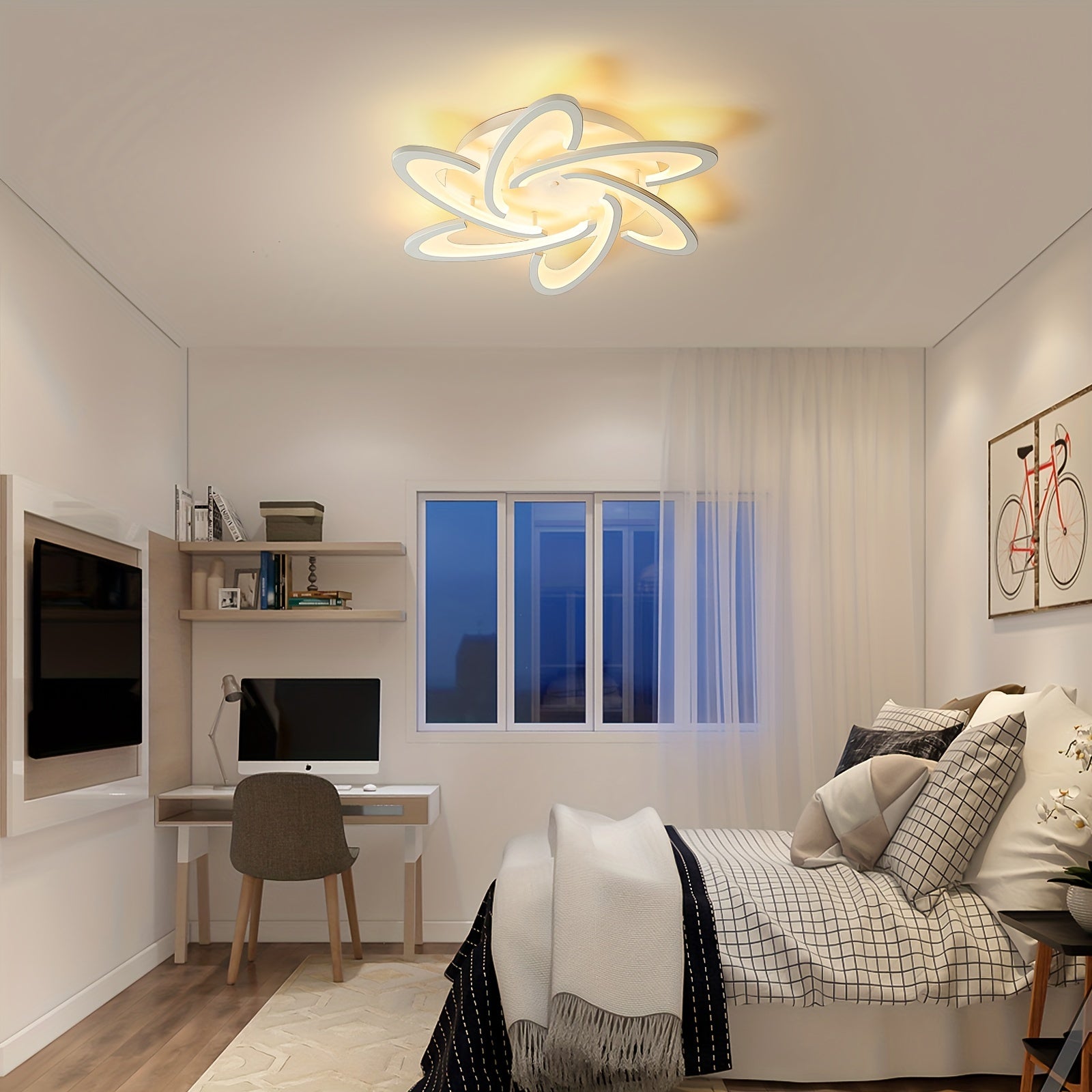 LED Ceiling Light Modern Design Adjustable Ceiling Light Compact Ceiling Light Trim, for Living Room Kitchen Bedroom Dining Room, Diameter 31.1 inches / 3360 Lumens / 3000-6500K, Home Decor and LED Light, Living Room LED Light