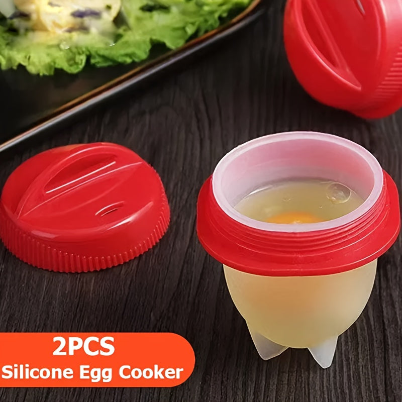2-Piece Non-Stick Silicone Egg Cooker, Easy Boiling & Steaming Kitchen Gadget for Perfectly Cooked Eggs