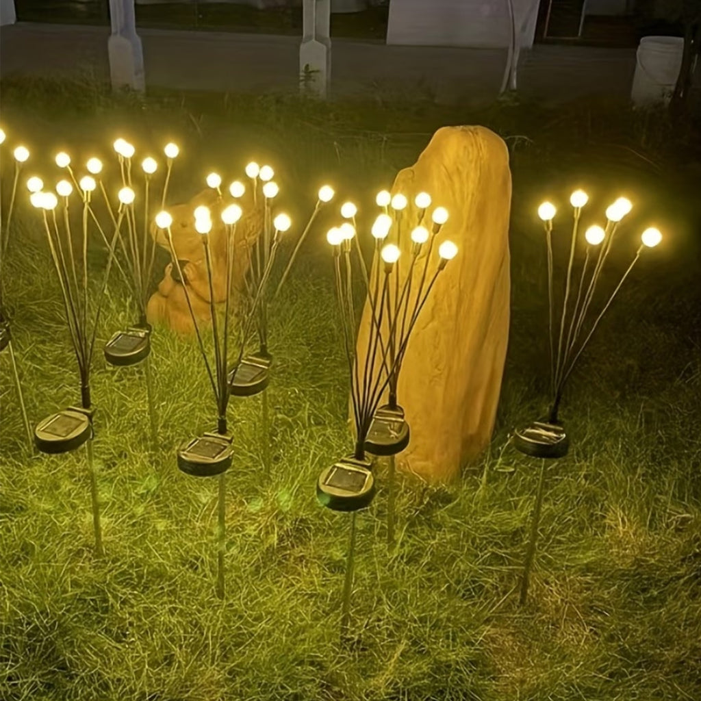 12 Solar Firefly Lights & 8 Solar Lawn Lights, IP44 Protection Rating, Designed to Illuminate Outdoor Pathways. Perfect for Enhancing Ambiance During New Year, Ramadan, and Lighting Up Home Courtyards and Gardens. Solar Spotlight