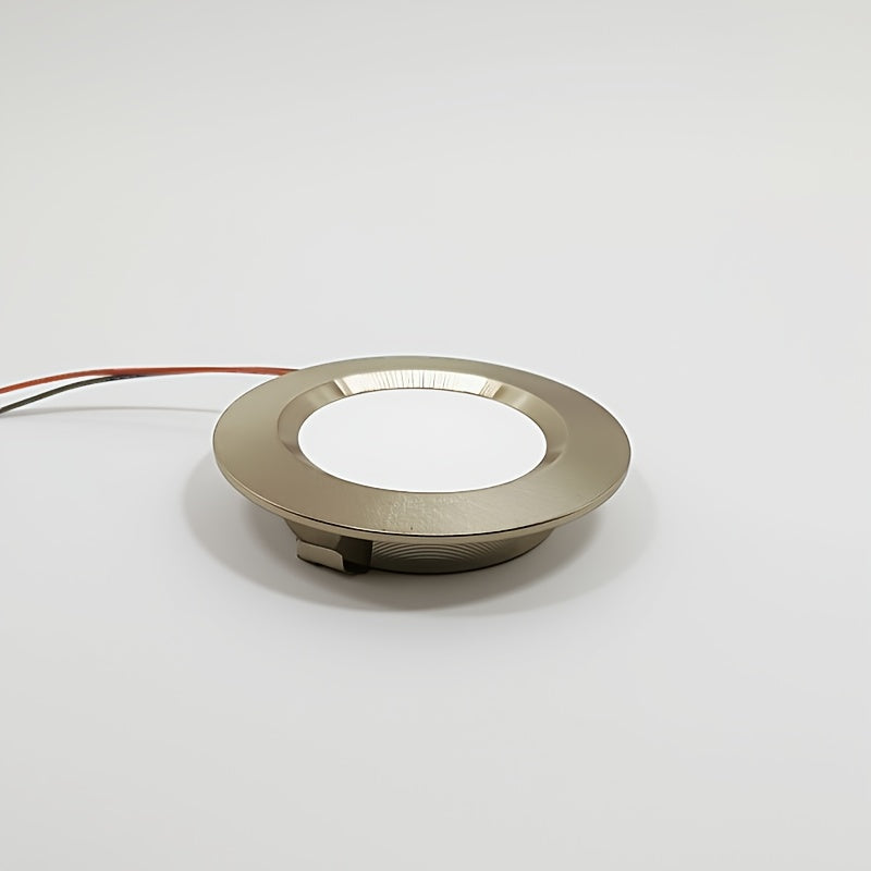Recessed LED round downlight spotlight, metal aluminum housing, DC12V 24V, diameter 68mm*14mm, cutout 55mm, nickel color, 3W 5W LED cabinet light, for garage, bathroom, sauna lighting, shopping mall, restaurant, bedroom, corridor